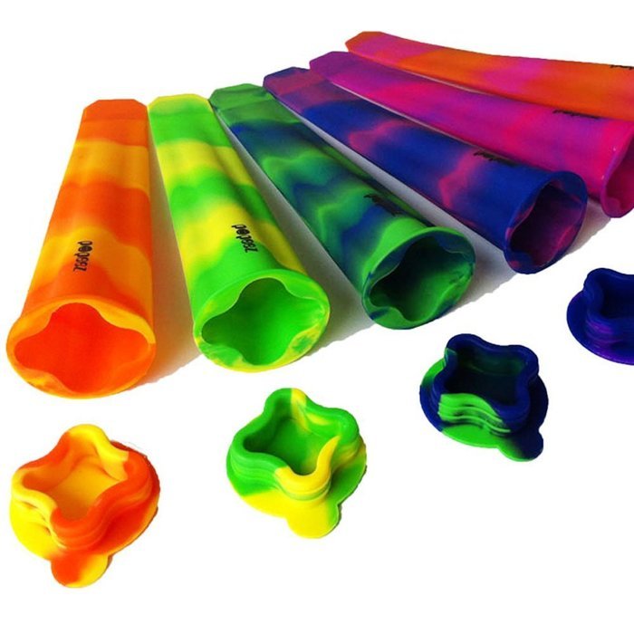 POPEEZ ICE POP MOLDS, 6 popsicle molds, stand indluded, FREE BONUS 6 Colors Silicone Wristbands, Flower Shape...