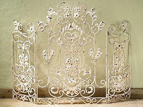 FIREPLACE SCREENS - "CHENONCEAU" DECORATIVE FIRE SCREEN - ANTIQUE WHITE