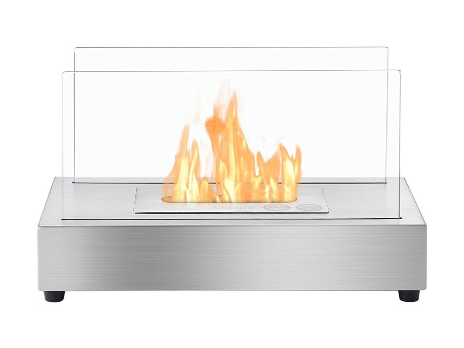 Ignis Portable Tabletop Ventless Bio Ethanol Fireplace - Tower (Stainless Steel) N14