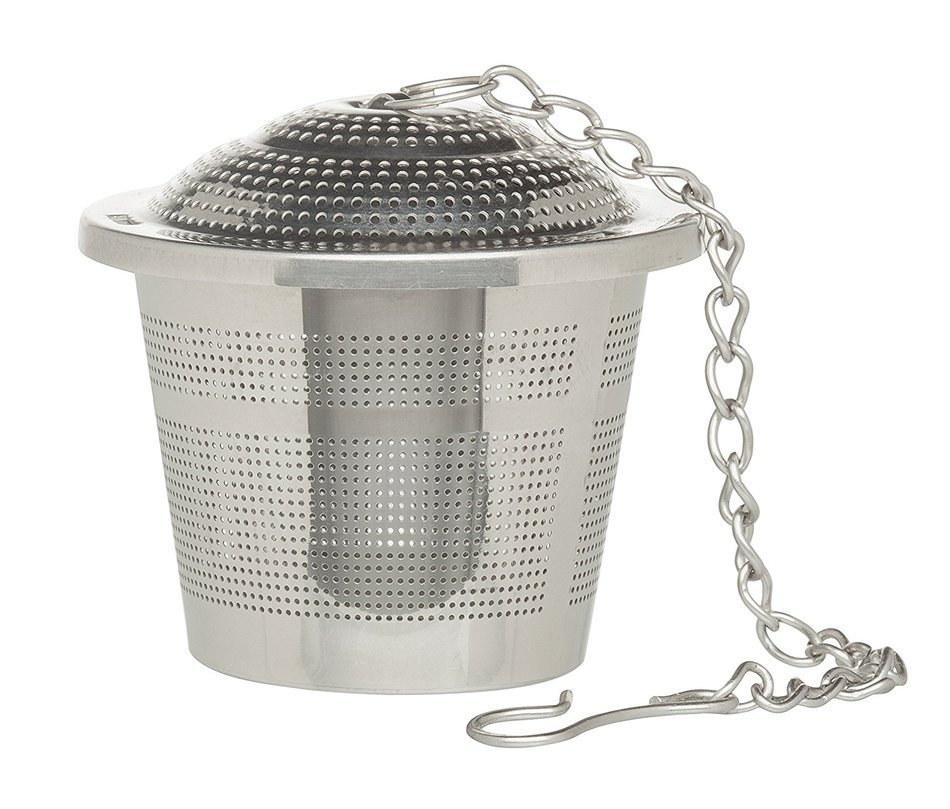 HIC Long Handle Loose Leaf Snap Tea Infuser, 18/8 Stainless Steel Mesh Tea Strainer, 1.5-Inch