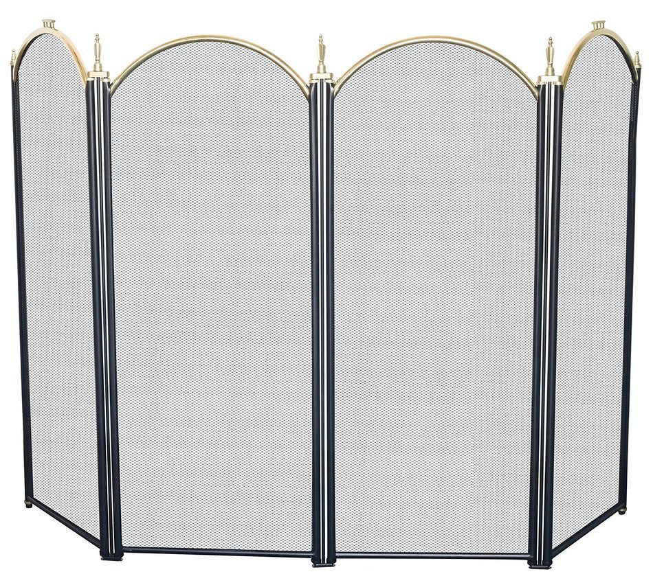 Amagabeli 4-panel Fireplace Screens Modern Decorative Wrought Iron Black Firescreen 32-inch High N2