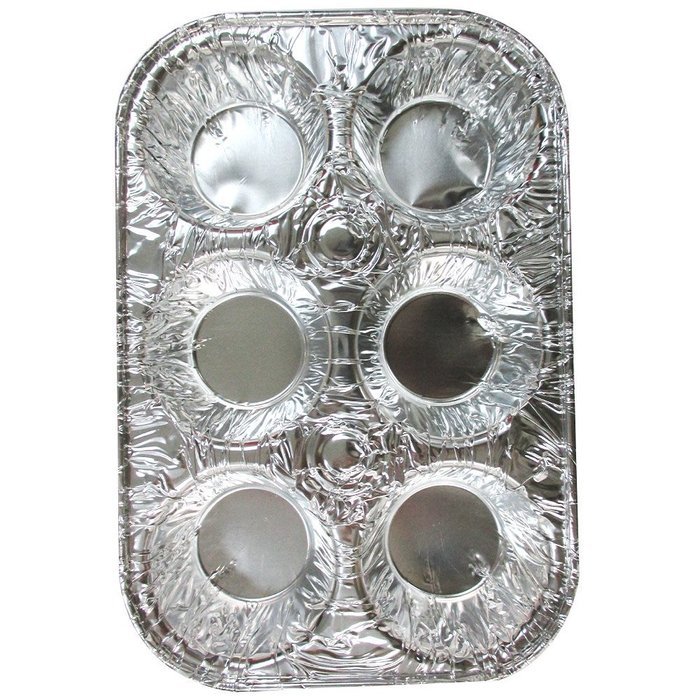 50 Pk Foil 6 Cavity Aluminum Pan Cake Mold Muffin Cupcake Disposable Container ! N2