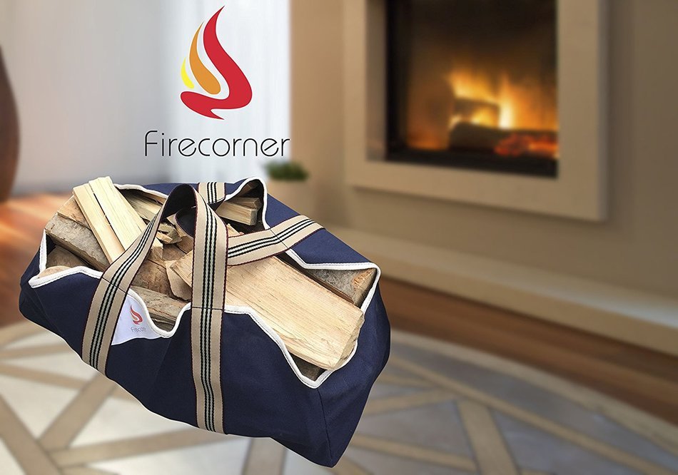 Firecorner - Collapsible, Dust-Proof Firewood Bag Log Carrier. Wood bag equipped with wide smooth handles for... N4