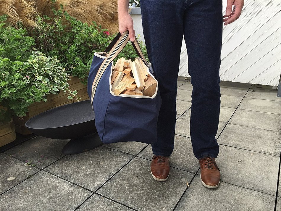Firecorner - Collapsible, Dust-Proof Firewood Bag Log Carrier. Wood bag equipped with wide smooth handles for... N6