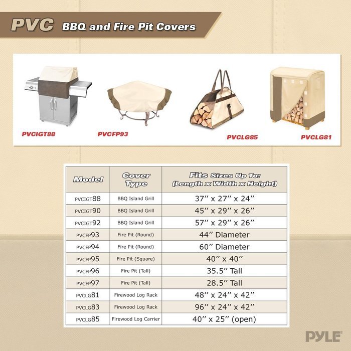 Pyle PVCFP95 Armor Shield Patio Fire Pit Cover, 40 by 40-Inch, Fits Square Fire Pit N4
