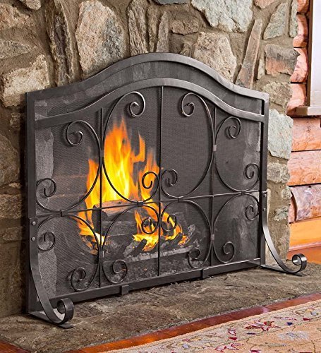 Small Crest Flat Guard Fireplace Screen, in Copper N2