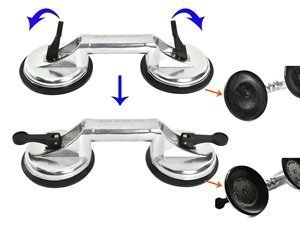 Alytimes Heavy Duty Aluminum Double Handle (2 cup) suction cup plate/pad for lifting/pulling glass N6