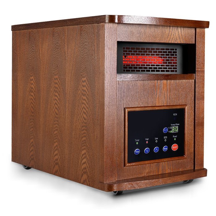 Giantex 1500w Pro 6 Element Infrared Quartz Heater Large Room W/wood Cabinet and Remote