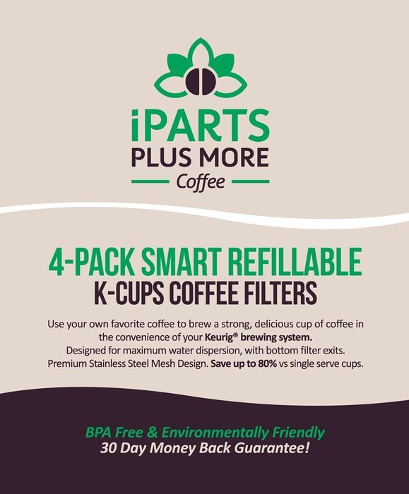 4 Reusable Single Cup Keurig Solo Filter Pod Coffee Stainless Mesh (iPartsPlusMore