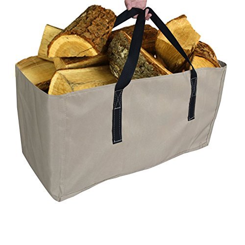 BEIGE Classic Veranda Fireplace Accessories Log Tote Jumbo Bag Firewood Carry Storage N3