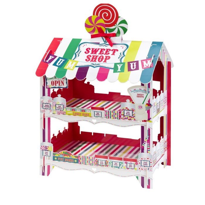 Talking Tables Street Stalls Sweet Shop Multi Stripe 2 Tier Treat Holder Stand, Multicolor