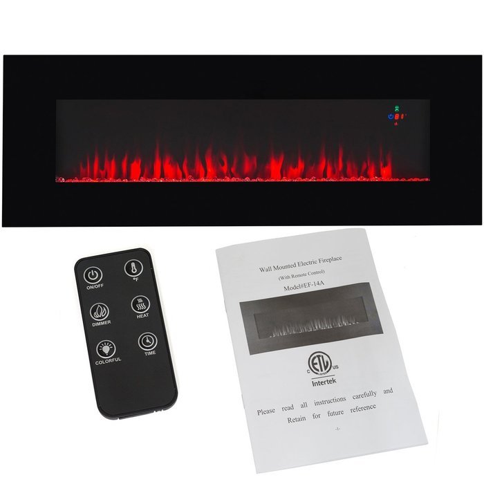 XtremepowerUS Allure Linear Wall Mount Smokeless Electric Fireplace, 50-inch Wide N3