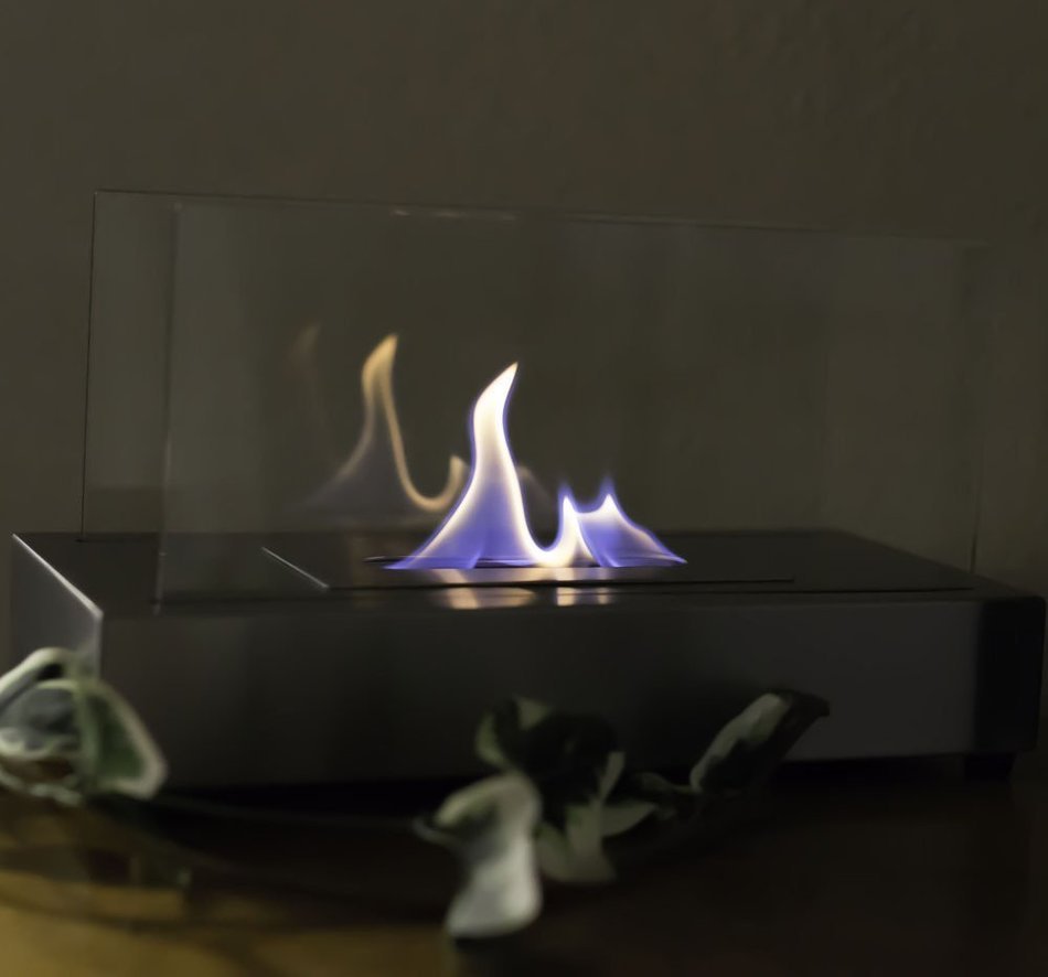 Sunnydaze Black El Fuego Ventless Tabletop Bio Ethanol Fireplace N8