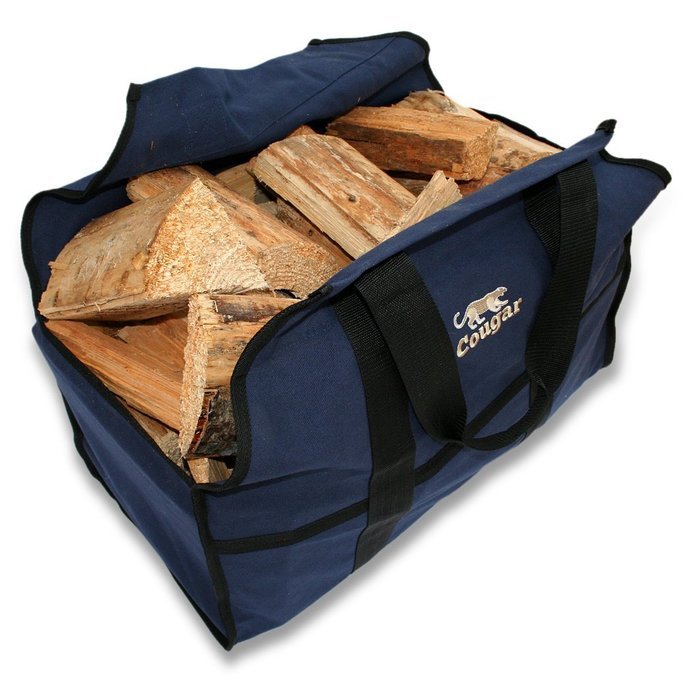 Cougar Premium Log Carrier, Heavy Duty Canvas Firewood Tote Bag Best For Carrying Wood (Insignia Blue) N5