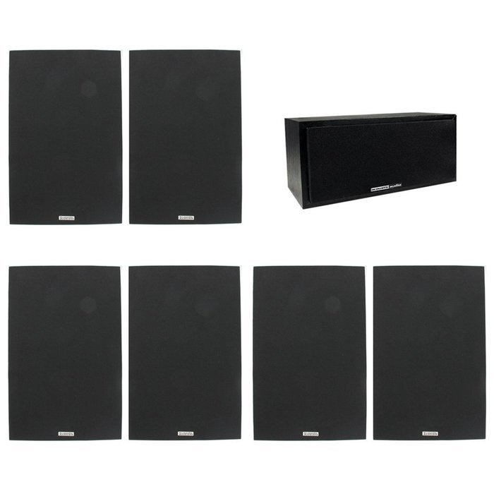 Acoustic Audio 6 Bookshelf & Center Home Speakers 7 Piece Set 575 Watt PS-S6C3-7