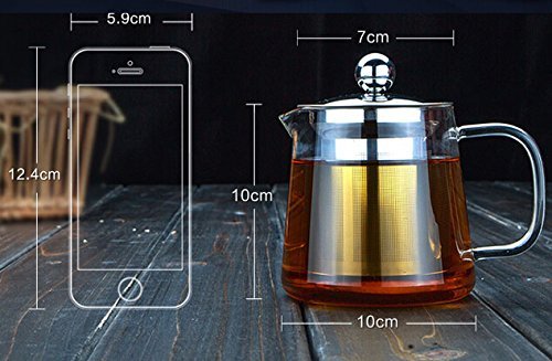 Dechunxian&reg; Creative Life Series - Glass Tea Pot + Tea Infuser Strainer ,Lead-free Heat-resistant Borosilicate...