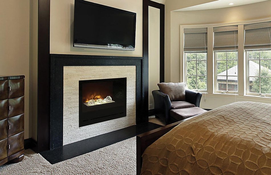 Modern Flames Home Fire Series Electric Fireplace with Log Set and Black Glass Side Panels, 36-Inch N4