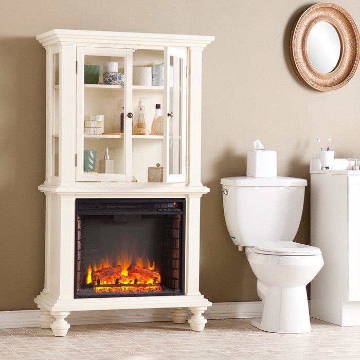 Townsend Electric Fireplace Curio - Antique White N3