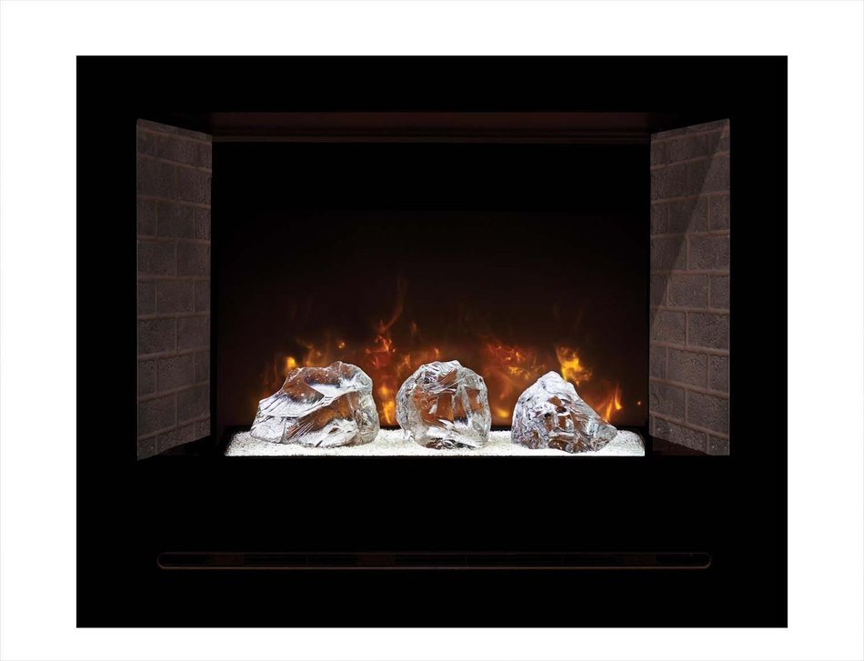 Modern Flames Home Fire Series Electric Fireplace with Log Set and Black Glass Side Panels, 36-Inch N6