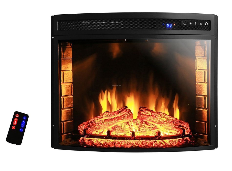 Gracelove Freestanding 1500W Adjustable 5118 BTU Tempered Glass 6 Setting LED Insert Electric Fireplace Stove N2