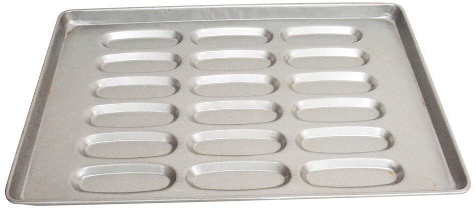 Magna Industries 14820 18-Gauge Aluminized Steel Hot Dog Bun Pan, 6" Length x 2-1/16" Width, 3 x 6 Cups Layout...