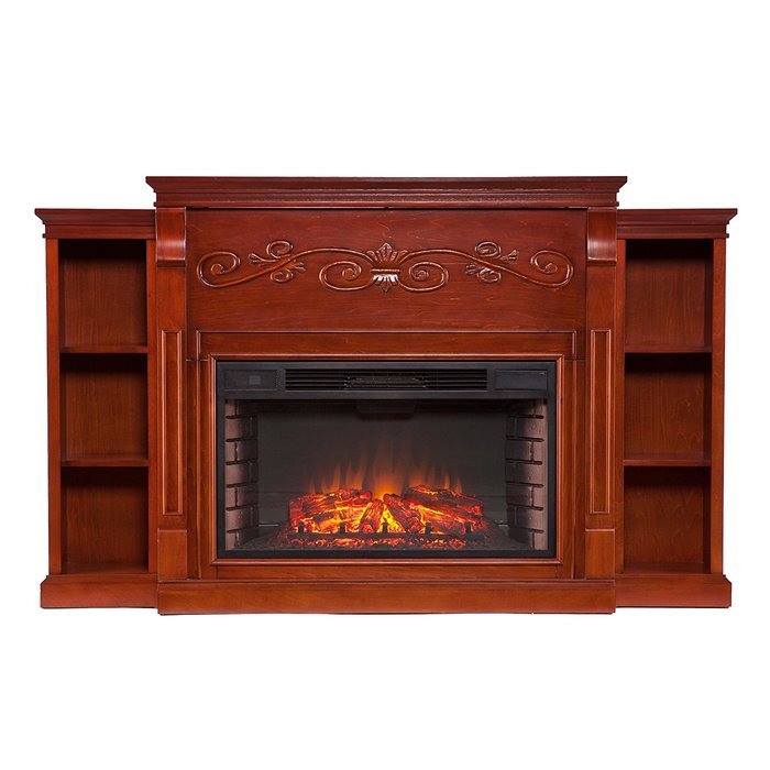 Locksley Bookcase Electric Fireplace - Classic Mahogany N2