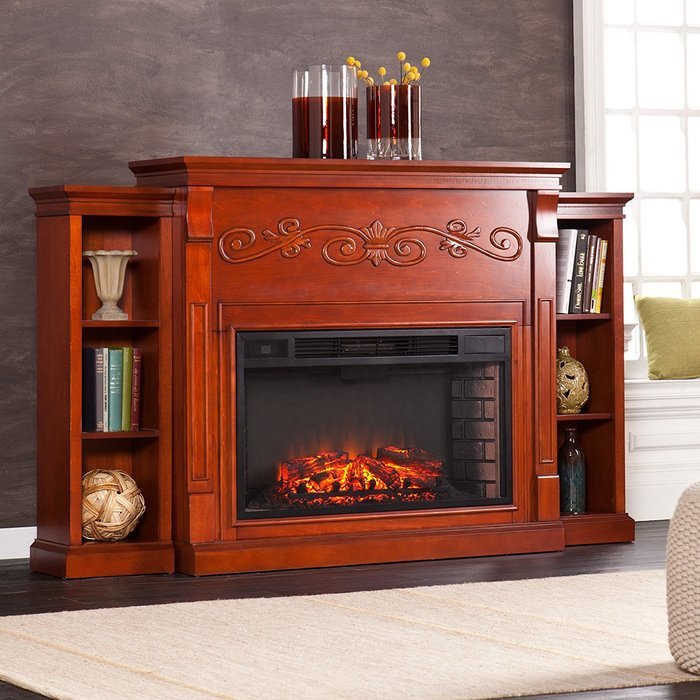 Locksley Bookcase Electric Fireplace - Classic Mahogany N3