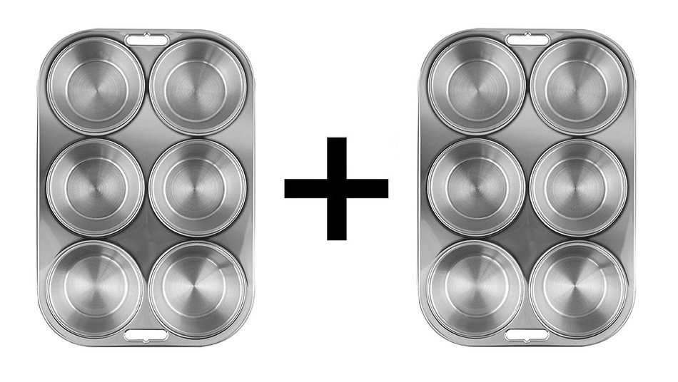 Fox Run 6 Large Muffin Pan Bun Cake Mold Party Bakeware Stainless Steel (2-Pack)