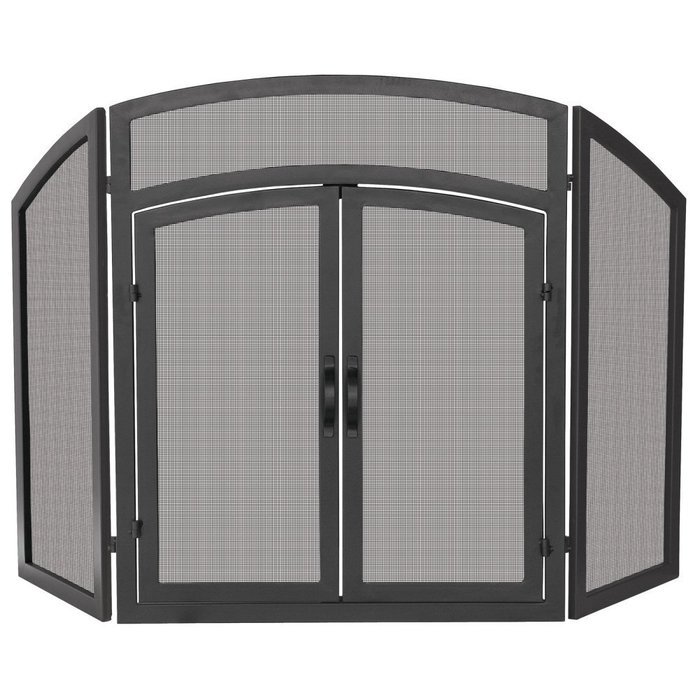 Uniflame Wrought Iron Fireplace Ensemble with Log Rack N7