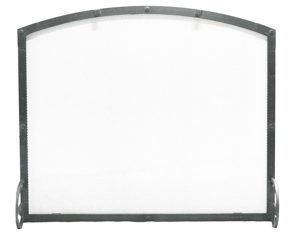 Arched Freestanding Fireplace Screen with Old World Design (47"W x 35"CH x 29 1/2"SH, Hammered Black Copper) N2