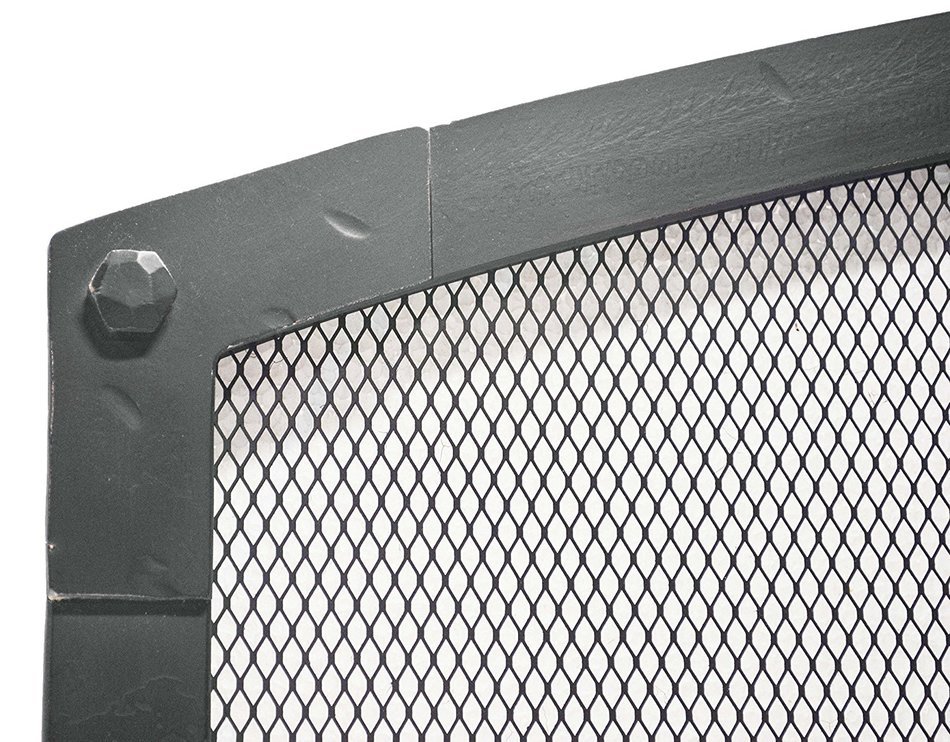 Arched Freestanding Fireplace Screen with Old World Design (47"W x 35"CH x 29 1/2"SH, Hammered Black Copper) N3