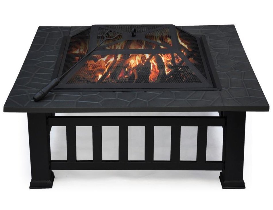 Yaheetech 32-Inch Patio Garden Light Fire Pit with Cover, Black N8