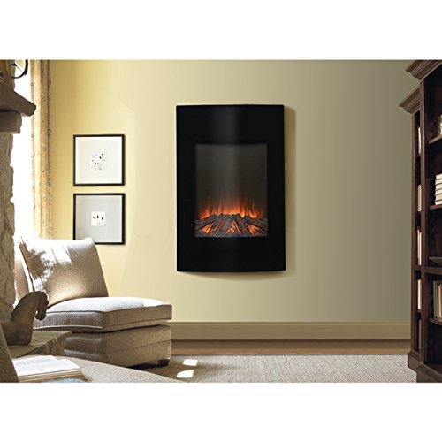 Black Metal 35-inch Tall Wall Mount Remote Controlled Electric LED Firebox N2