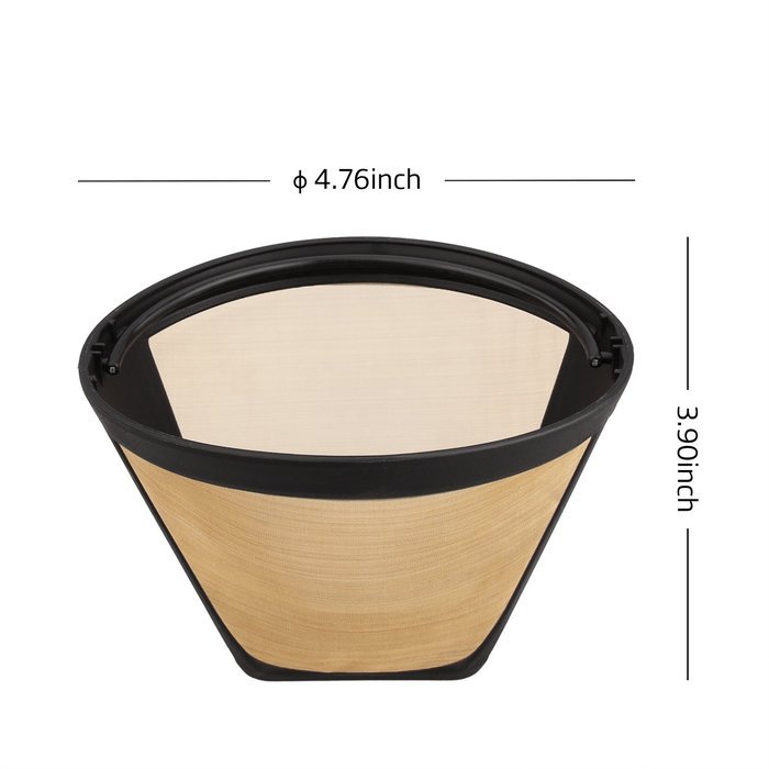 Nicelucky #4 Washable & Reusable Cone Gold Tone Coffee Filter N2