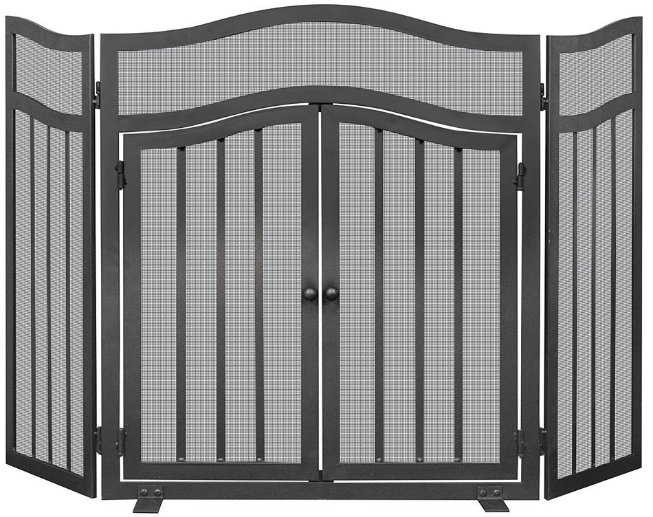 UniFlame S-1026 3 Panel Wrought Iron Screen with Doors