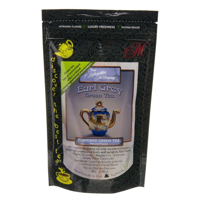Metropolitan Tea Discovery Loose Tea Pack, Earl Grey Green Flavored Green, 80gm