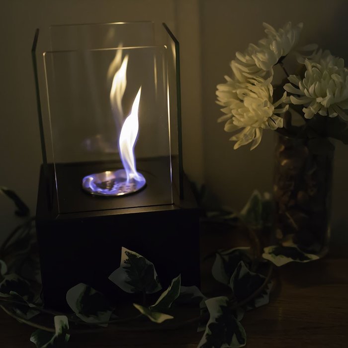 Sunnydaze Cubic Ventless Bio Ethanol Tabletop Fireplace, Black N4