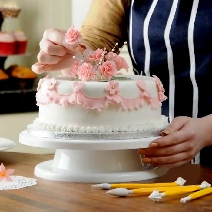 C-Pioneer Cake plate Swivel Kitchen cake decorating icing turntable cake plate 28cm N2