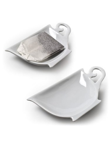 Set of 6 Pieces 4" White Porcelain Teacup Teabag Tea Bag Holder Plate Dish