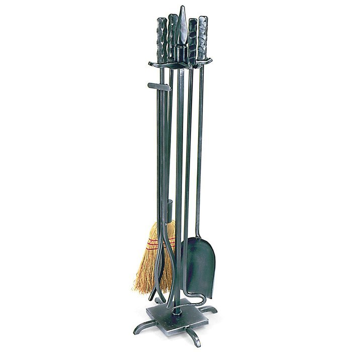 5 Piece Wrought Iron Fireplace Tool Set Finish: Graphite Powder Coated