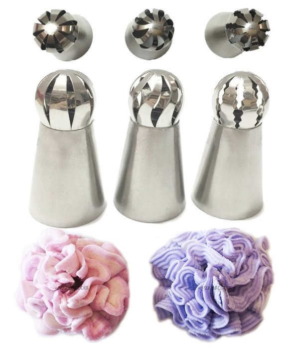 New Ball Russian Stainless Steel Tips Tulip Sphere Whip Cream Buttercream Icing Piping Nozzles DIY Baking Tools...