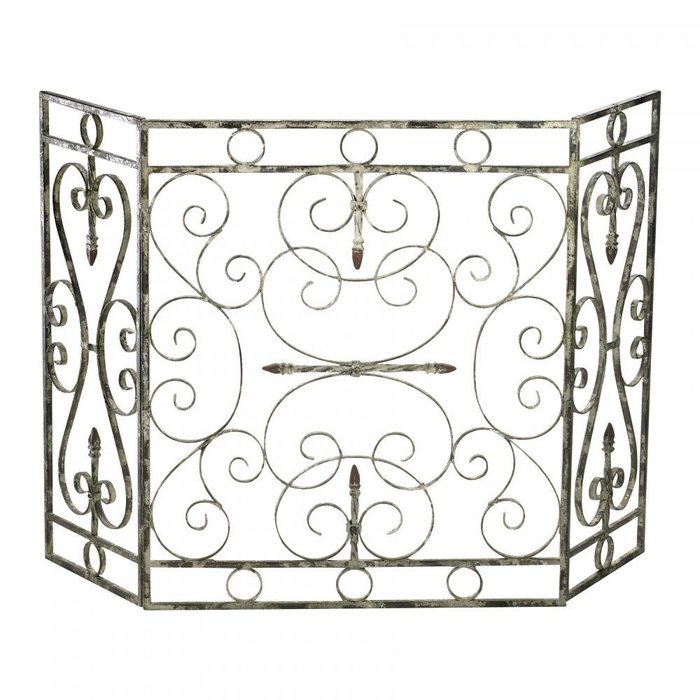 Cyan Lighting 04094 Crawford - 25" Fire Screen, Distressed Antique White Finish