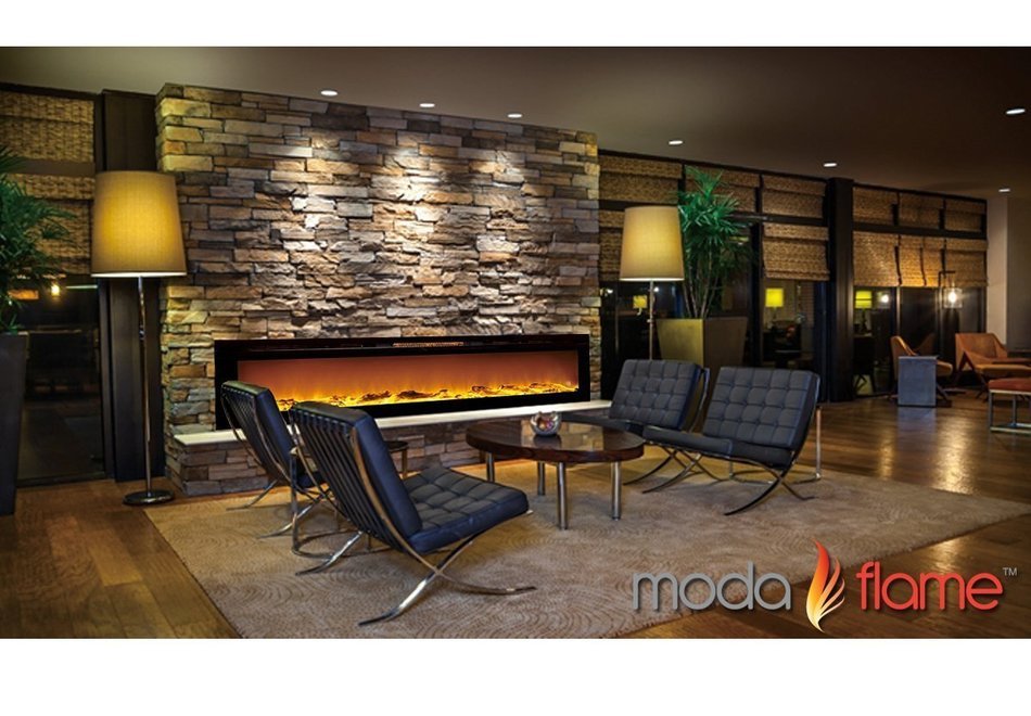 72 Inch Recessed Cynergy XXL Log Built-In Wall Mounted Electric Fireplace N2
