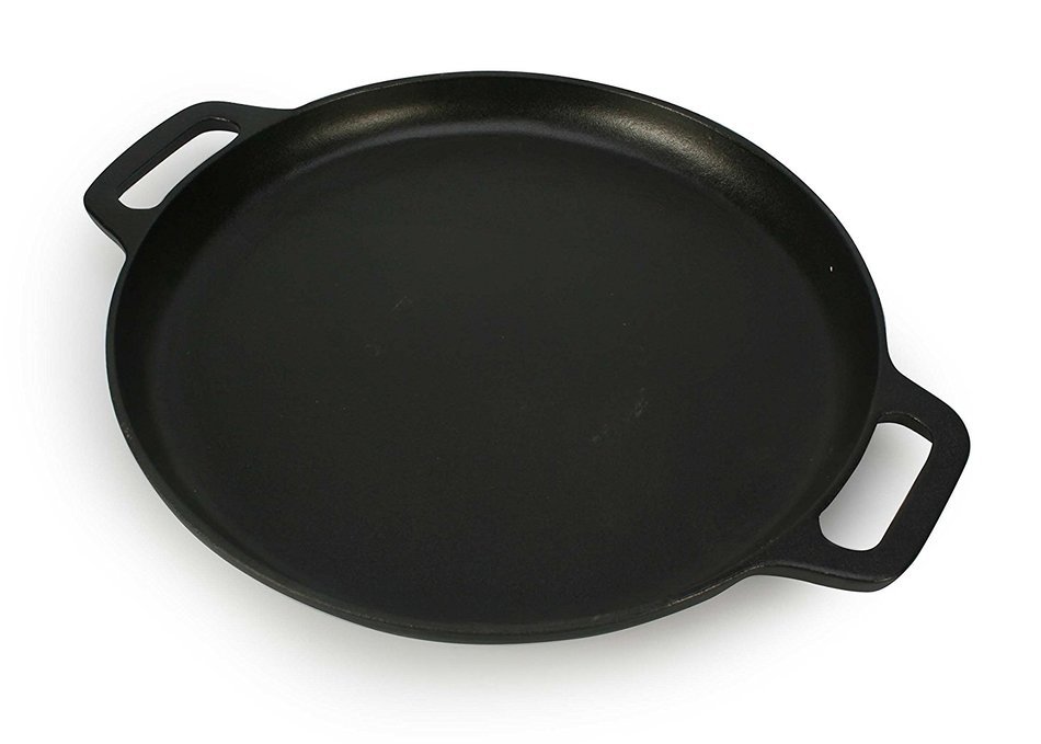 Artestia Round Cast Iron Pizza Pan in Enameled Matte Black Finish, 11.5 inch
