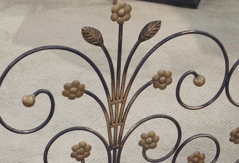 Art Nouveau Dark Gold Firescreen | Deco Swirl Scroll Fireplace Screen