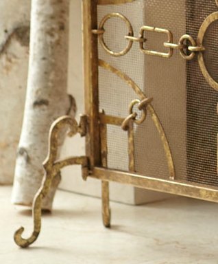 Equestrian Lodge Single Panel Flat Fireplace Screen N6