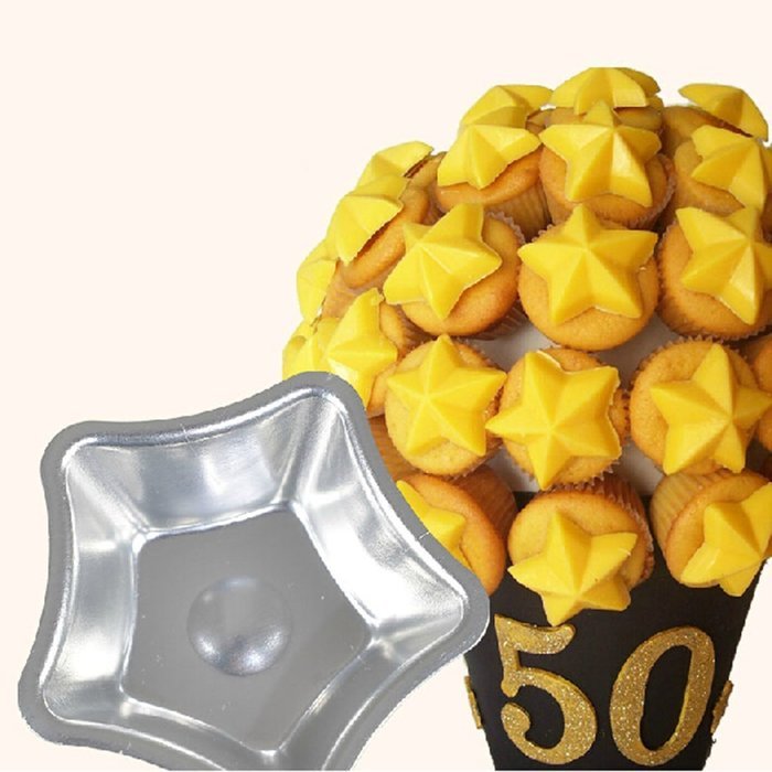 DUFUSTORE 1pcs Aluminum Star Cake Muffin Chocolate Cupcake Bakeware Pan Mold Tool