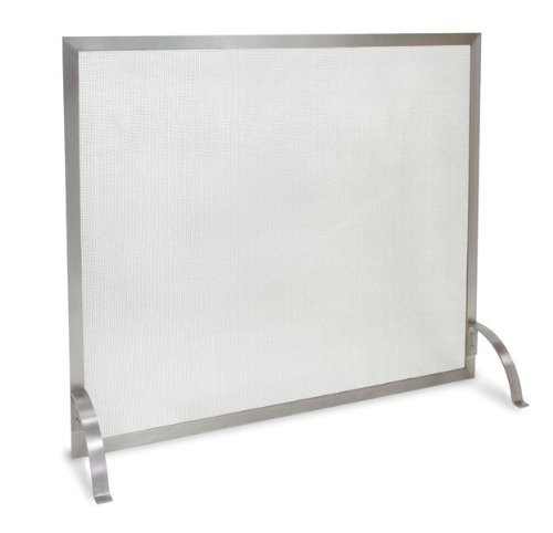 Pilgrim Home and Hearth 18257 Newport Single Fireplace Panel Screen, Stainless Steel