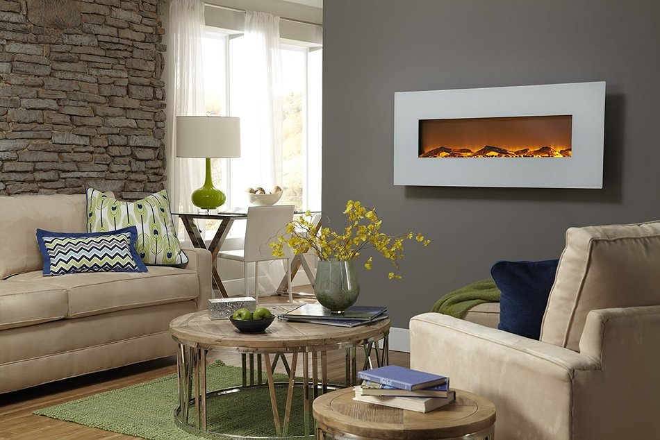 Touchstone 80001 Onyx Wall Mounted Electric Fireplace, 50 Inch Wide, Logset, 1500W Heat (Black) N7