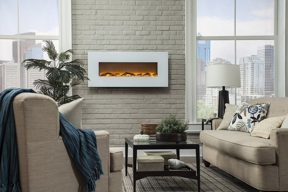 Touchstone 80001 Onyx Wall Mounted Electric Fireplace, 50 Inch Wide, Logset, 1500W Heat (Black) N8